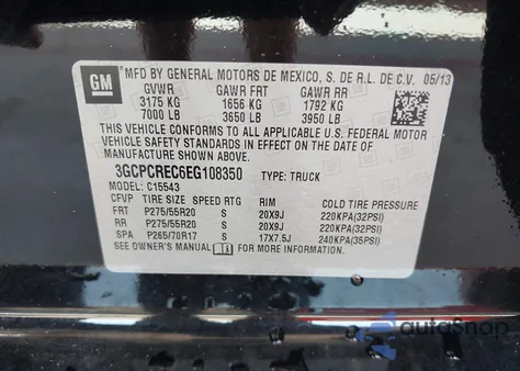 2014 Chevrolet Silverado 1500 1Lt из США, поврежденный, VIN 3GCPCREC6EG108350